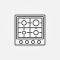 Gas Stove vector line concept icon - Top View Royalty Free Stock Photo