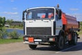 Gas-tank truck goes on highway Royalty Free Stock Photo