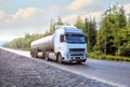 Gas-tank truck goes on highway Royalty Free Stock Photo