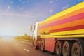Gas-tank truck goes on highway Royalty Free Stock Photo