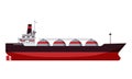 Gas tanker LNG carrier natural gas. Carrier ship. Vector illustration isolated cartoon flat design Royalty Free Stock Photo