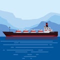 Gas tanker LNG carrier natural gas. Carrier ship. Vector illustration isolated flat design Royalty Free Stock Photo