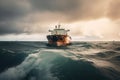 Gas tanker sailing in ocean. Generative AI
