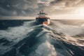 Gas tanker sailing in ocean. Generative AI