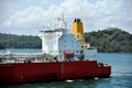 Gas tanker ship transiting through Panama Canal Royalty Free Stock Photo