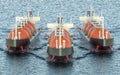 Gas tankers sailing in ocean. 3D rendering