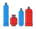 Gas tanks set. Various gas tanks in flat line style. Vector illustration