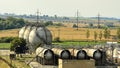 Gas tanks. Gas storage. Natural gas storage tanks, oil tank. Royalty Free Stock Photo