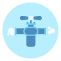 Gas Tap On Pipe Icon Faucet On Blue Background