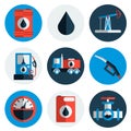 Gas trade vector flat icon set