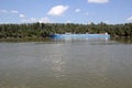 Gas Transporter Ship on the Danube River near Novi Sad in Vojvodina, Serbia