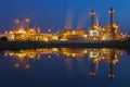 Gas turbine electrical power plant at dusk with blue sky Royalty Free Stock Photo