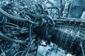 Gas turbine engine of feed gas compressor located inside pressurized enclosure, The gas turbine engine used in offshore Royalty Free Stock Photo