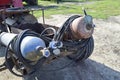 Gas welding equipment. A cylinder with propane and a cylinder with oxygen Royalty Free Stock Photo