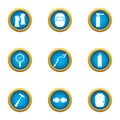 Gas welding icons set, flat style