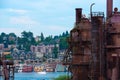 Gas Works Park and traditional Floating houses on Lake Union Royalty Free Stock Photo