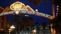 Gaslamp Quarter historic entrance arch sign. Retro neon in San Diego, California