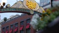 Gaslamp Quarter historic entrance arch sign. Retro neon in San Diego, California