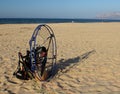 Gasoline engine and propeller for paragliding sail on the beach