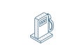 gasoline filling station, column isometric icon. 3d line art technical drawing. Editable stroke vector