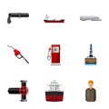 Gasoline icons set, cartoon style