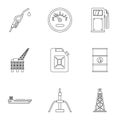 Gasoline icons set, outline style