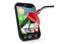 Gasoline nozzle inside smart phone