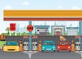 Gasoline and oil station or gas filling station.