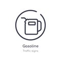 gasoline outline icon. isolated line vector illustration from traffic signs collection. editable thin stroke gasoline icon on Royalty Free Stock Photo