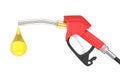 Gasoline Pistol Pump Fuel Nozzle, Gas Station Dispenser with Droplet of Gas. 3d Rendering Royalty Free Stock Photo