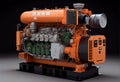 Gasoline Portable Generator Close up on Mobile Backup Generator. Standby Generator - Outdoor Power Equipment.