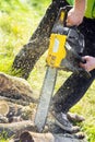 Gasoline powered professional chainsaw Royalty Free Stock Photo