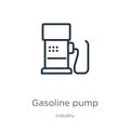 Gasoline pump icon. Thin linear gasoline pump outline icon isolated on white background from industry collection. Line vector Royalty Free Stock Photo