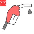 Gasoline pump nozzle color line icon, diesel and gas station, fuel pump nozzle vector icon, vector graphics, editable Royalty Free Stock Photo