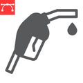 Gasoline pump nozzle glyph icon, diesel and gas station, fuel pump nozzle vector icon, vector graphics, editable stroke Royalty Free Stock Photo