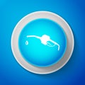 Gasoline pump nozzle icon isolated on blue background. Fuel pump petrol station. Refuel service sign. Gas station icon Royalty Free Stock Photo