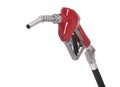 Gasoline pump nozzle with red vinyl covered handle isolated on w Royalty Free Stock Photo