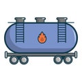 Gasoline railroad tanker icon, cartoon style