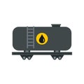 Gasoline railroad tanker icon, flat style