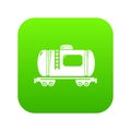Gasoline railroad tanker icon green vector