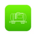 Gasoline railroad tanker icon green vector