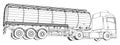 Gasoline tanker, Oil trailer, truck on highway. Automotive fuel tankers shipping fuel. Tracing illustration of 3d. EPS