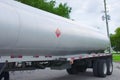 Gasoline tanker truck tank closeup