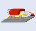 Gasoline truck flat skew icon