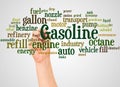Gasoline word cloud and hand with marker concept