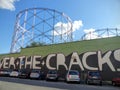 Gasometers in Ostience district with street art on the walls to Rome in Italy.