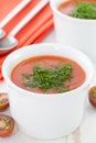 Gaspacho soup in bowls Royalty Free Stock Photo