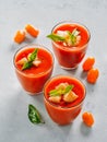 Gaspacho soup in glass, vertical Royalty Free Stock Photo