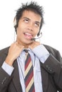 Gasping telemarketer loosening collar Royalty Free Stock Photo