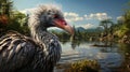 Gastornis are an extinct genus of large flightless birds that lived during the Eocene. generative ai